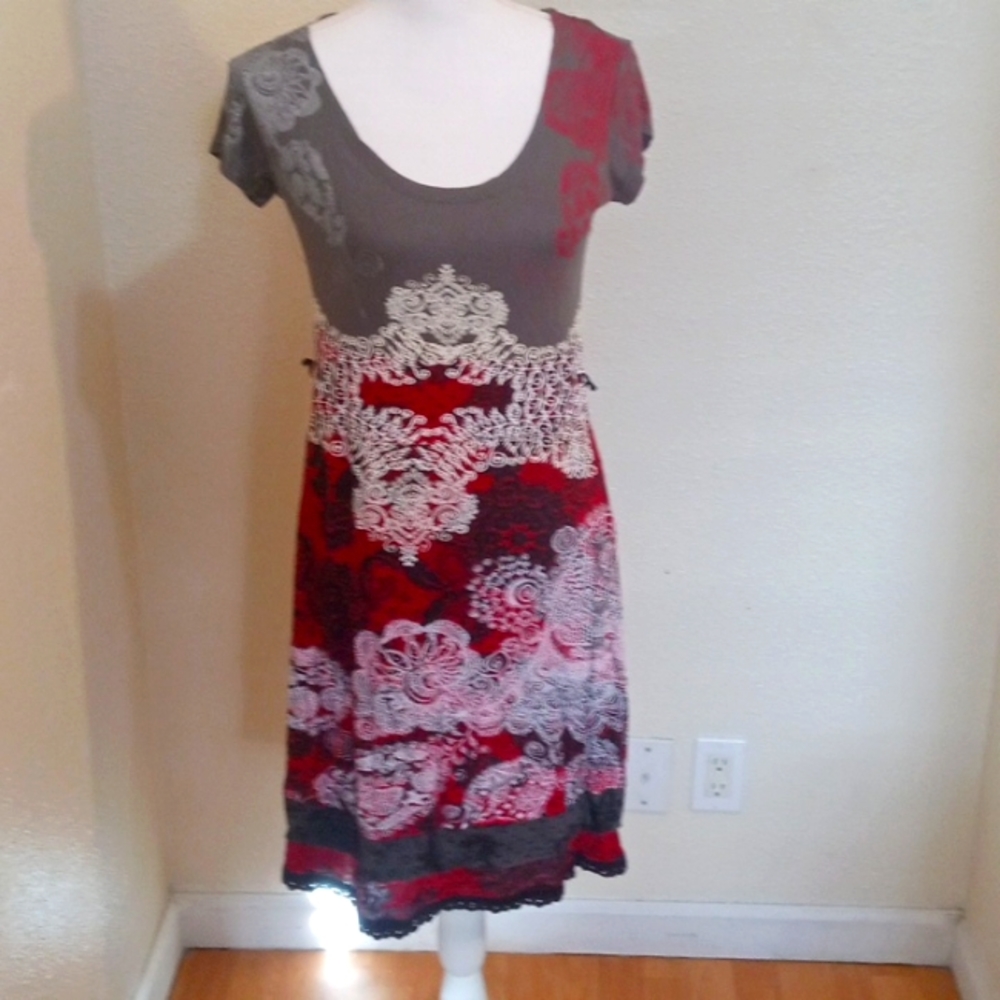 Gray and maroon Desigual dress